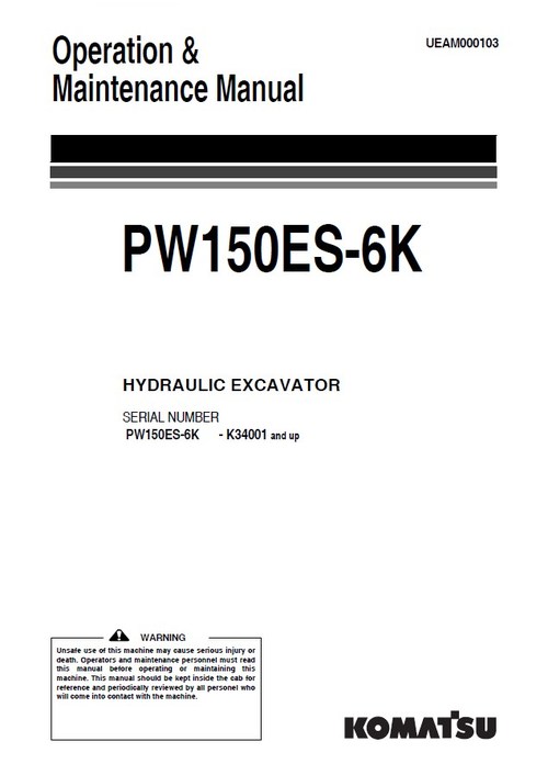 Product picture Komatsu PW150ES-6K Hydraulic Excavator Shop Manual